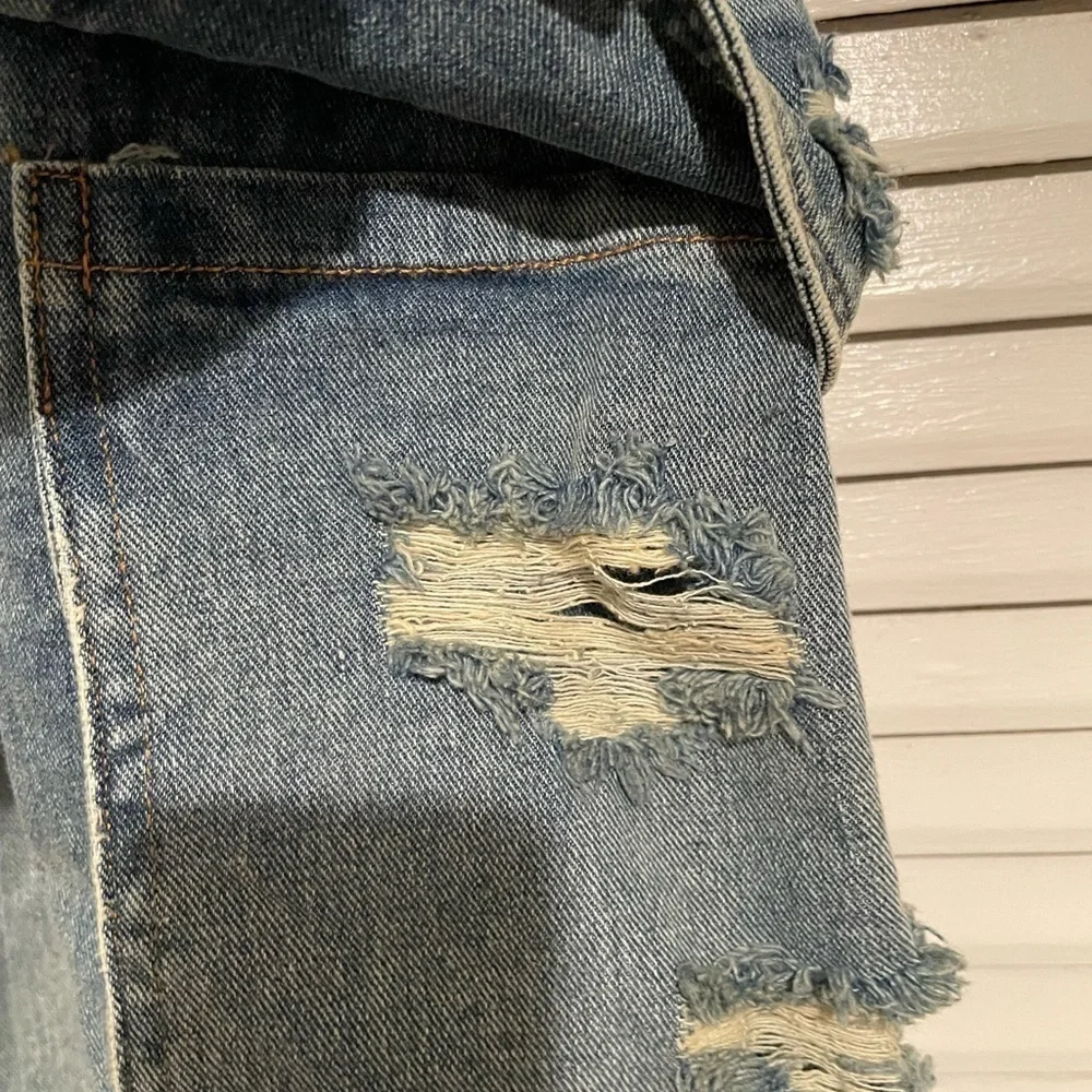 Jaded gypsy jewel distressed denim light wash skirt - Picture 6 of 13